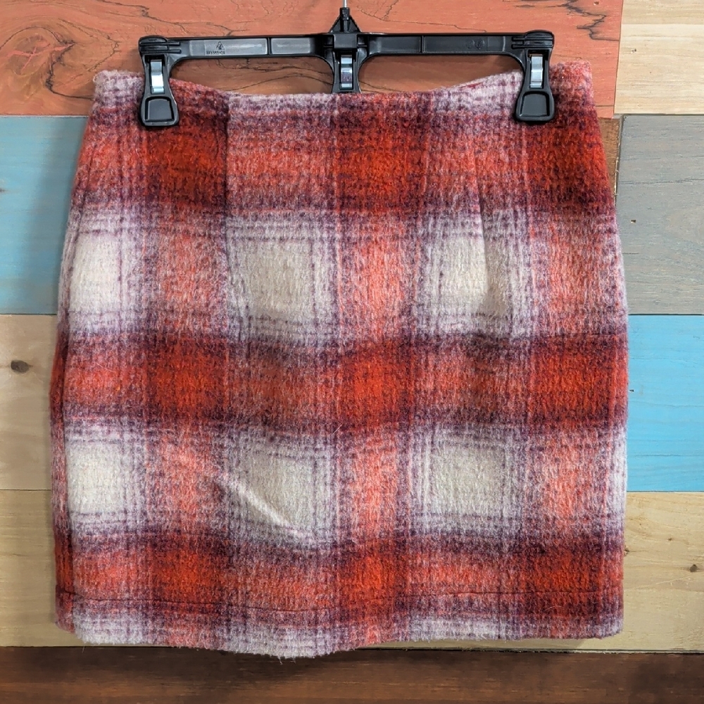 MINKPINK Rust, Cream & Purple Plaid Mini Skirt